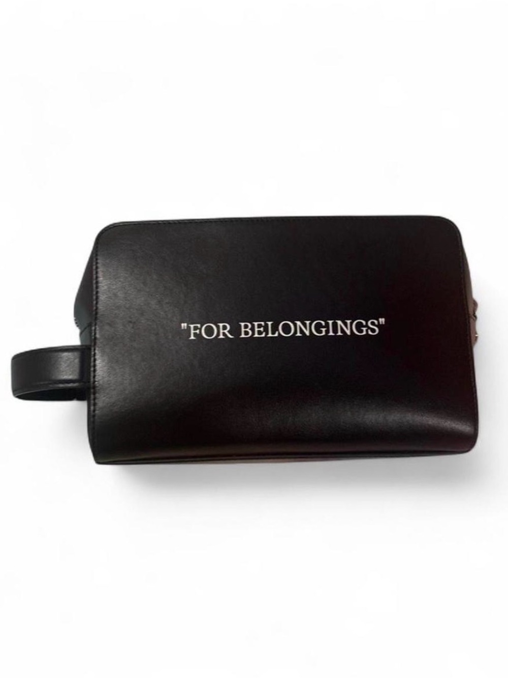 Off-White "FOR BELONGINGS" Quote Bookish Black Leather Pouch